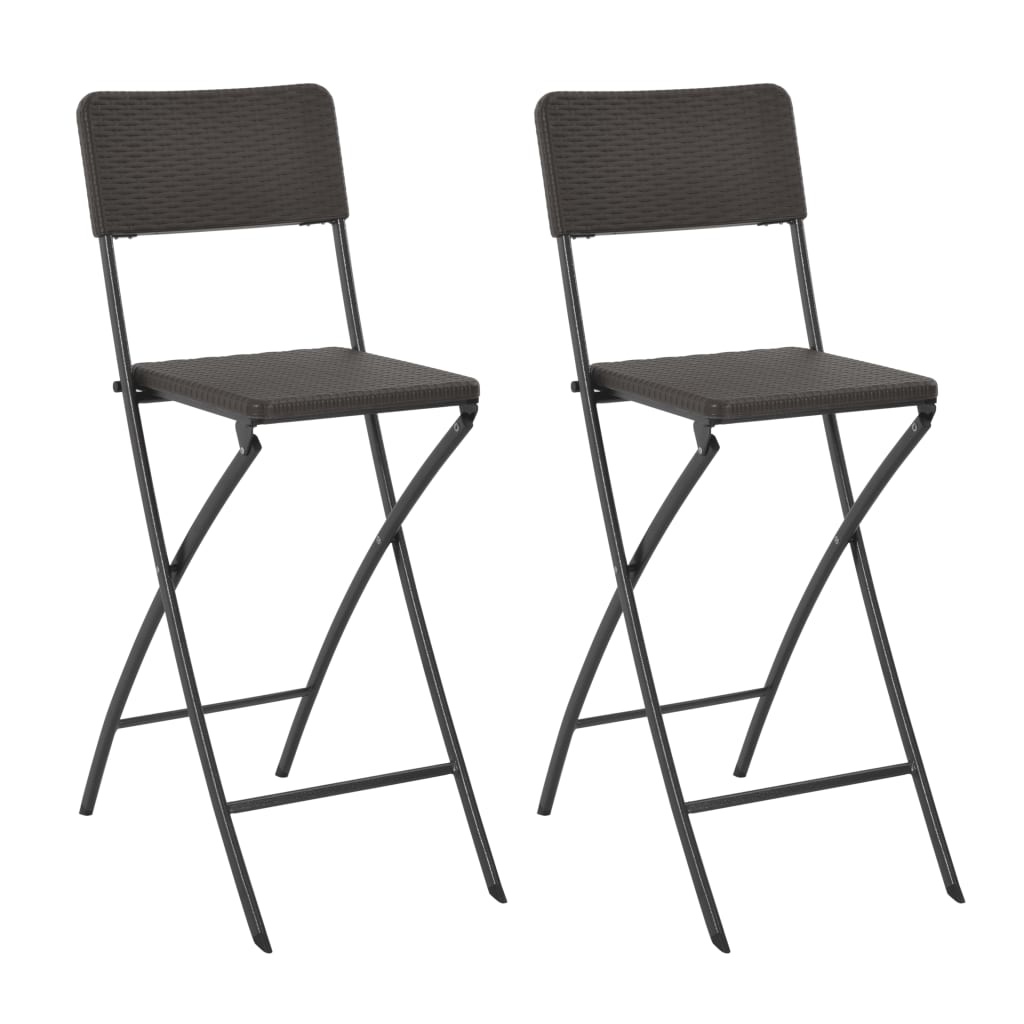 VidaXL Barstoelen inklapbaar 2 st rattan look HDPE en staal bruin