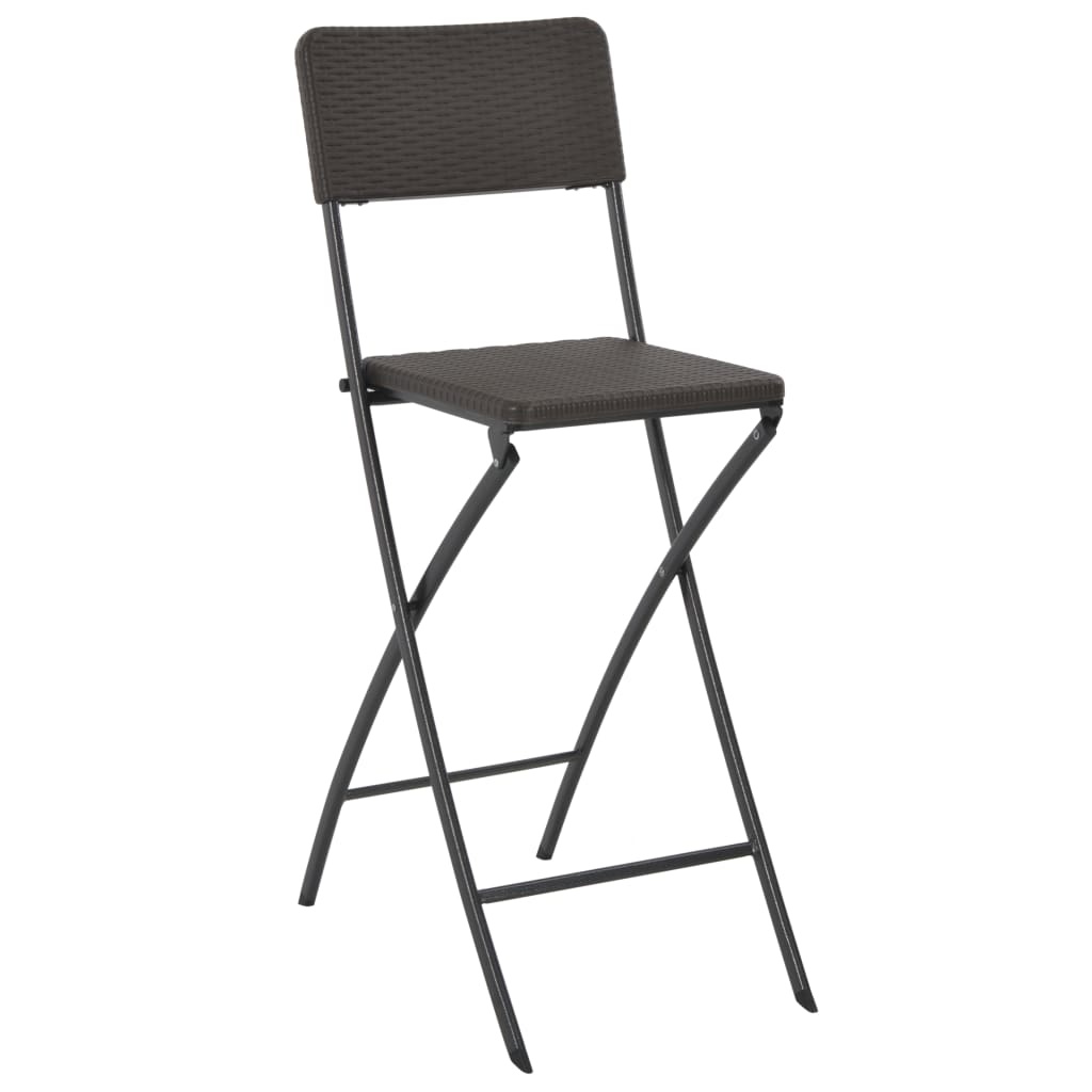 VidaXL Barstoelen inklapbaar 2 st rattan look HDPE en staal bruin