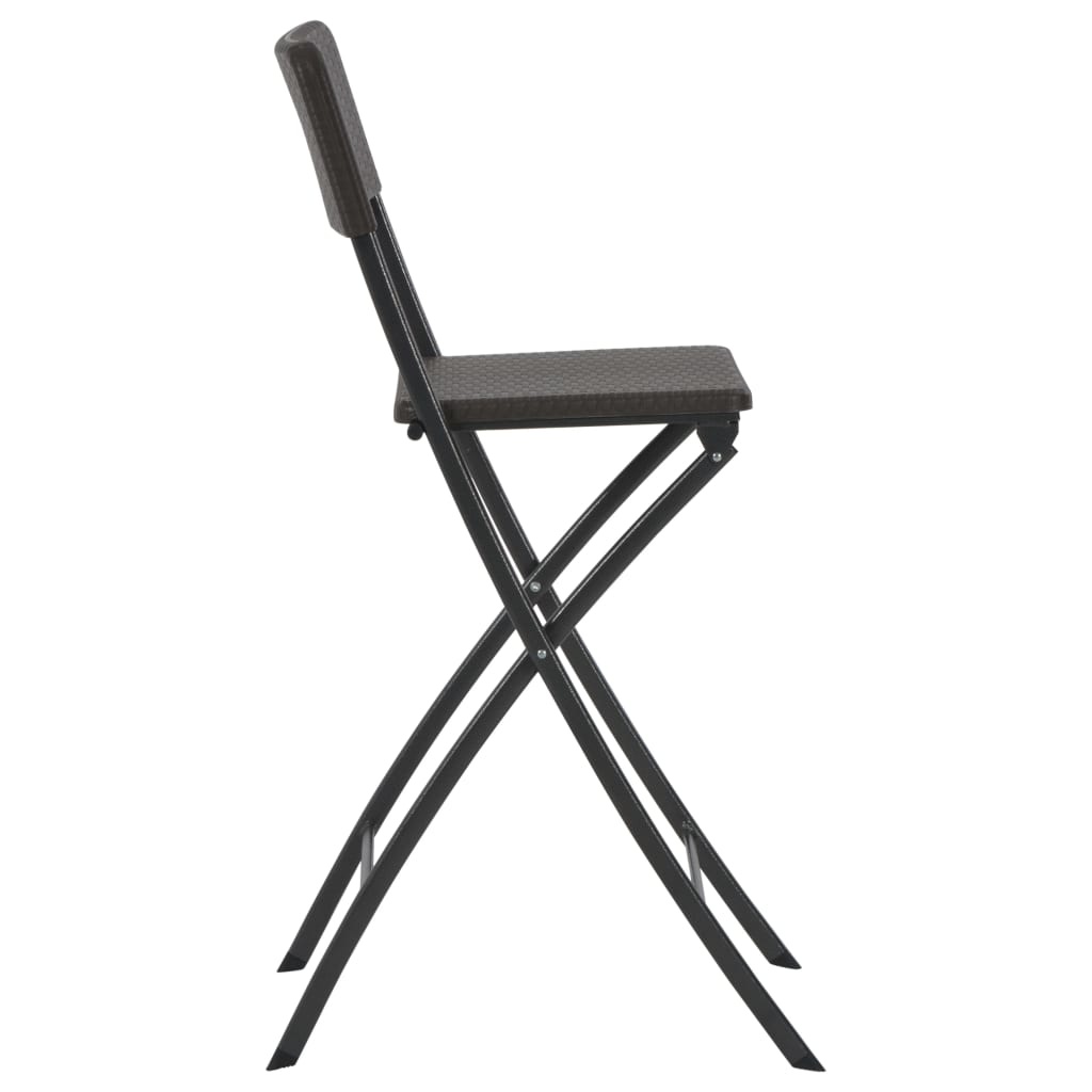 VidaXL Barstoelen inklapbaar 2 st rattan look HDPE en staal bruin
