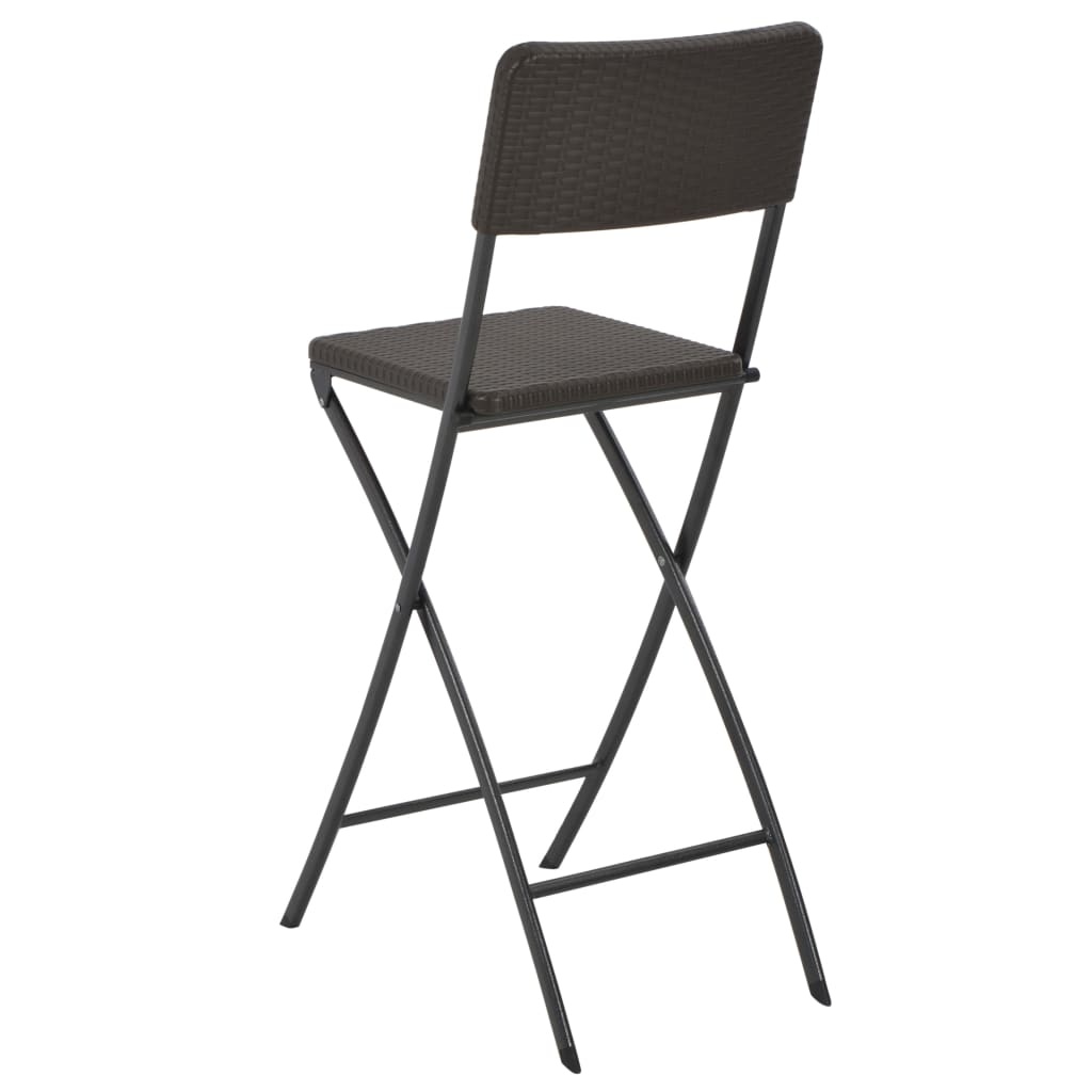 VidaXL Barstoelen inklapbaar 2 st rattan look HDPE en staal bruin