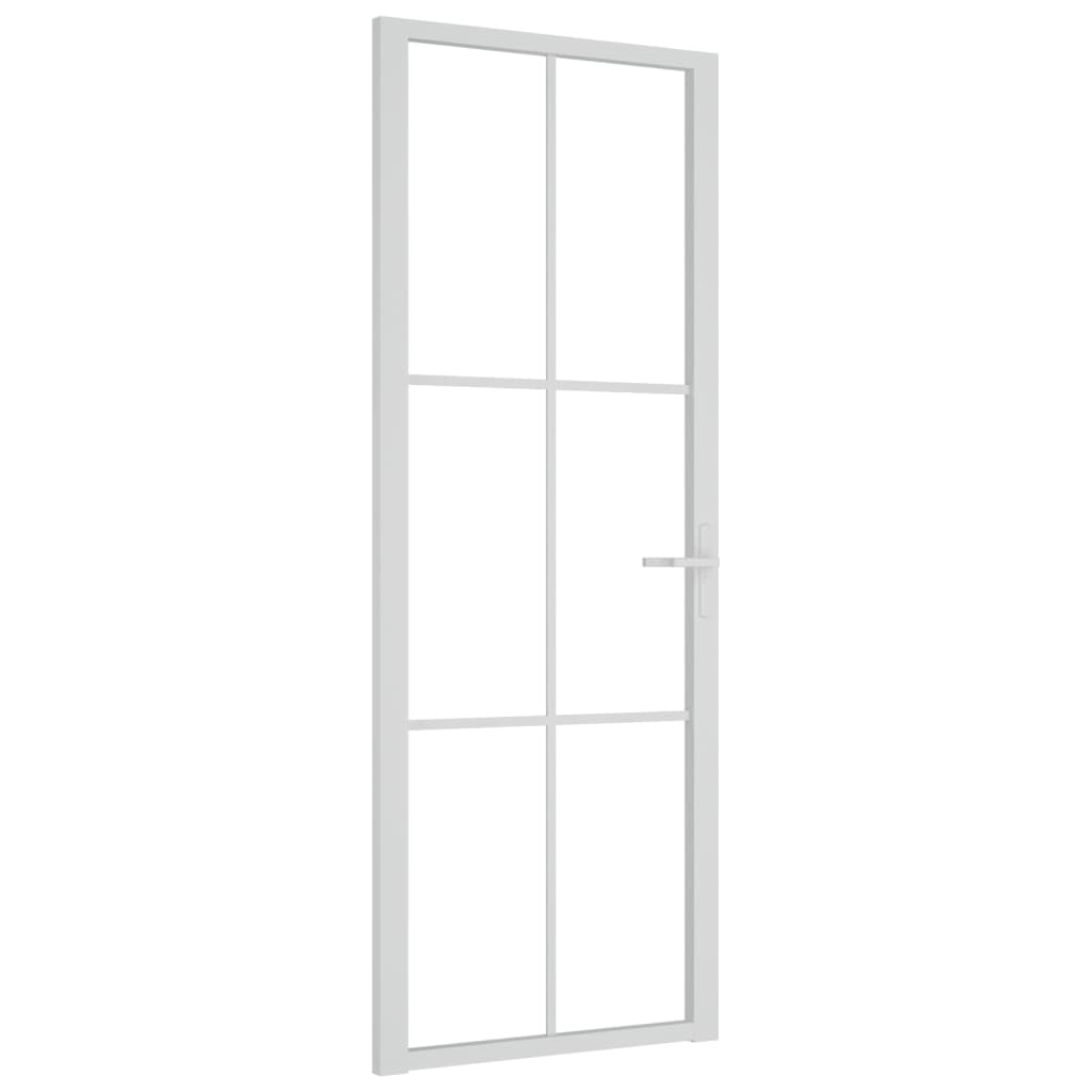 vidaXL Binnendeur 76x201,5 cm ESG-glas en aluminium wit