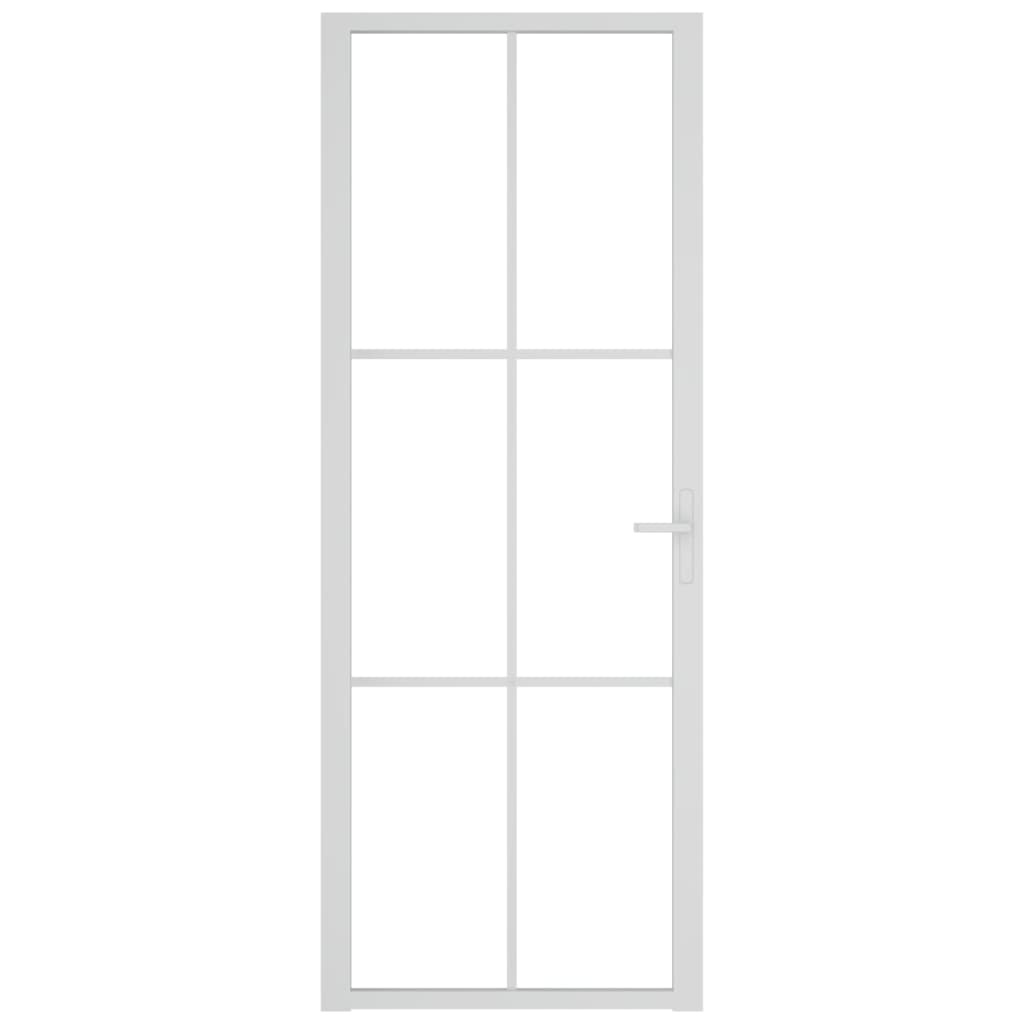 vidaXL Binnendeur 76x201,5 cm ESG-glas en aluminium wit