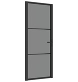 vidaXL Binnendeur 83x201,5 cm ESG-glas en aluminium zwart