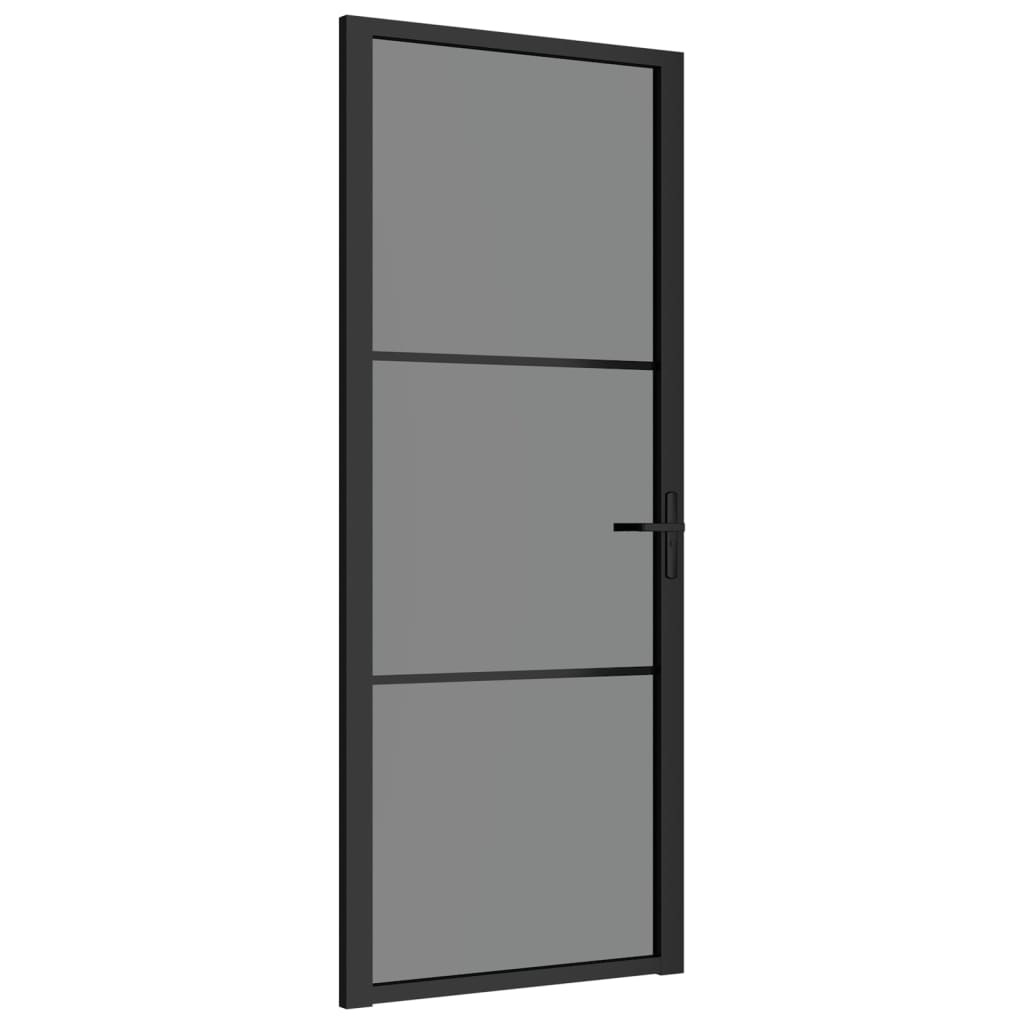 vidaXL Binnendeur 83x201,5 cm ESG-glas en aluminium zwart