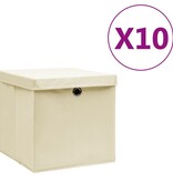 vidaXL Opbergboxen met deksels 10 st 28x28x28 cm crème