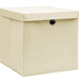 vidaXL Opbergboxen met deksels 10 st 28x28x28 cm crème