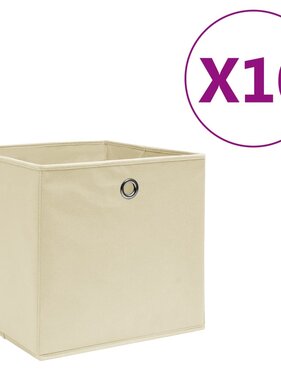 vidaXL Opbergboxen 10 st 28x28x28 cm nonwoven stof crème