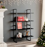 VidaXL Boekenkast met 4 schappen 100x30x140 cm grenenhout zwart
