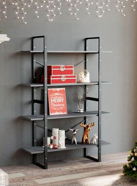 VidaXL Boekenkast met 4 schappen 100x30x140 cm grenenhout grijs