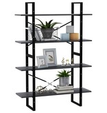VidaXL Boekenkast met 4 schappen 100x30x140 cm grenenhout grijs