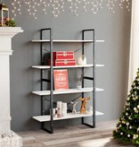 VidaXL Boekenkast met 4 schappen 100x30x140 cm massief grenenhout wit