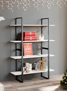 VidaXL Boekenkast met 4 schappen 100x30x140 cm massief grenenhout wit