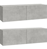 VidaXL Tv-meubelen 2 st wandgemonteerd 100x30x30 cm hout betongrijs