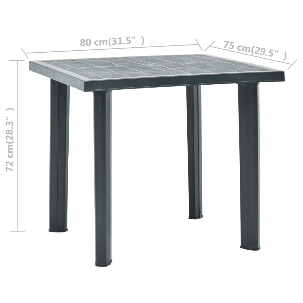 vidaXL Tuintafel 80x75x72 cm kunststof groen