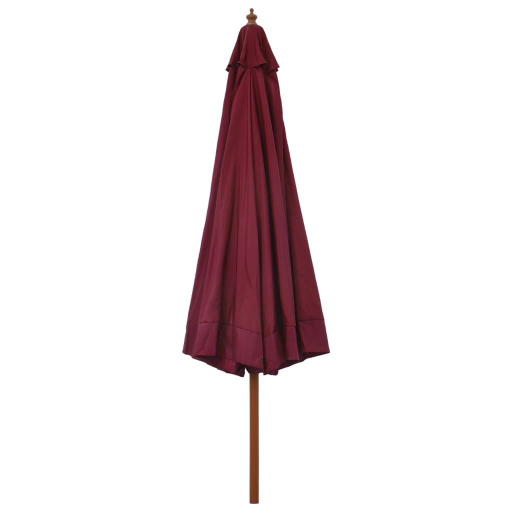 VidaXL Parasol met houten paal 330 cm bordeauxrood