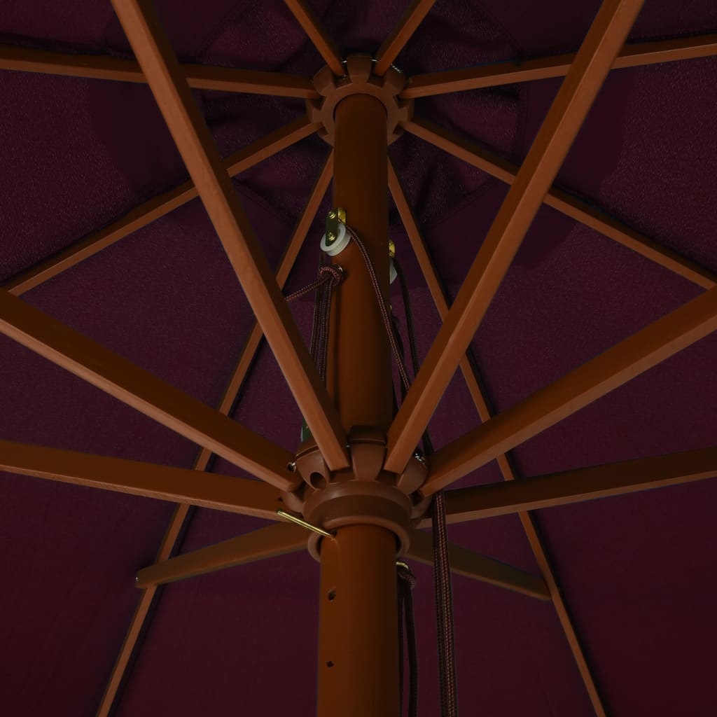 VidaXL Parasol met houten paal 330 cm bordeauxrood