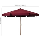 VidaXL Parasol met houten paal 330 cm bordeauxrood