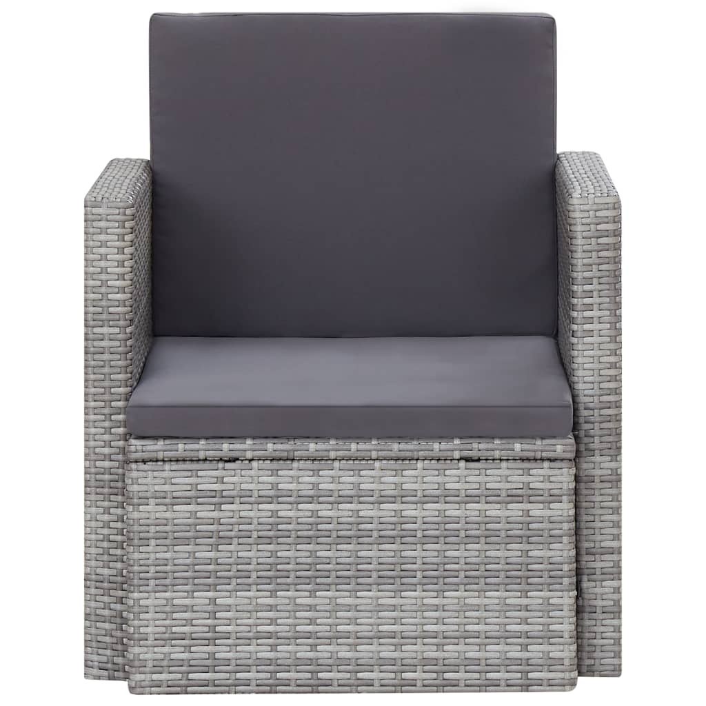 VidaXL Tuinstoel met kussens poly rattan grijs