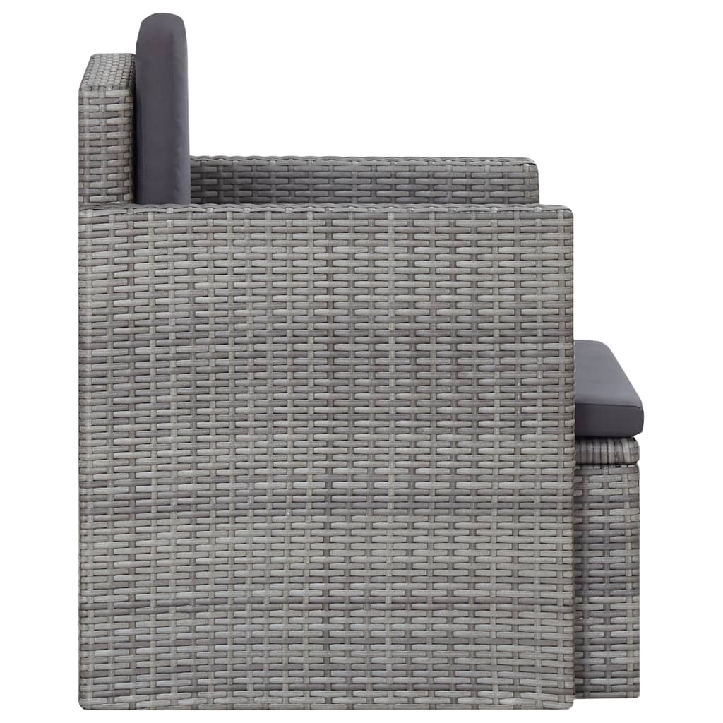 VidaXL Tuinstoel met kussens poly rattan grijs