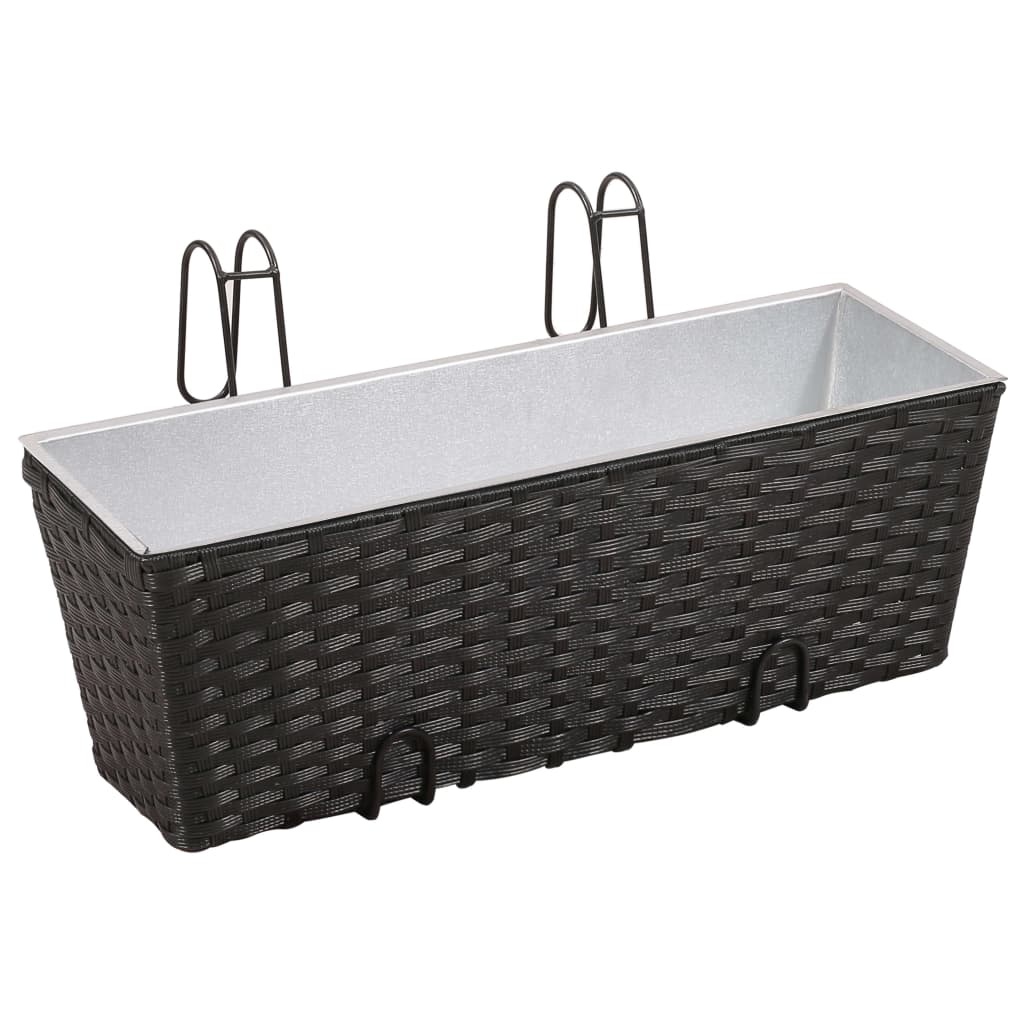 vidaXL Balkonplantenbakken 2 st 50 cm rattan zwart