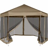 vidaXL Partytent met wanden zeshoekig 3,6x3,1 m taupe 220 g/m²