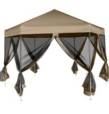 vidaXL Partytent met wanden zeshoekig 3,6x3,1 m taupe 220 g/m²