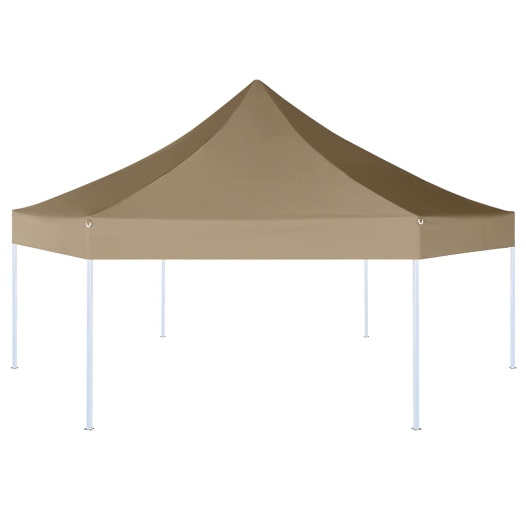 vidaXL Partytent inklapbaar zeshoekig 3,6x3,1 m taupe 220 g/m²