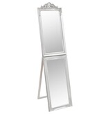 vidaXL Spiegel vrijstaand 45x180 cm wit zilverkleurig