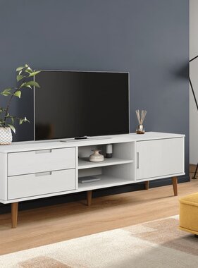 vidaXL Tv-meubel MOLDE 158x40x49 cm massief grenenhout wit