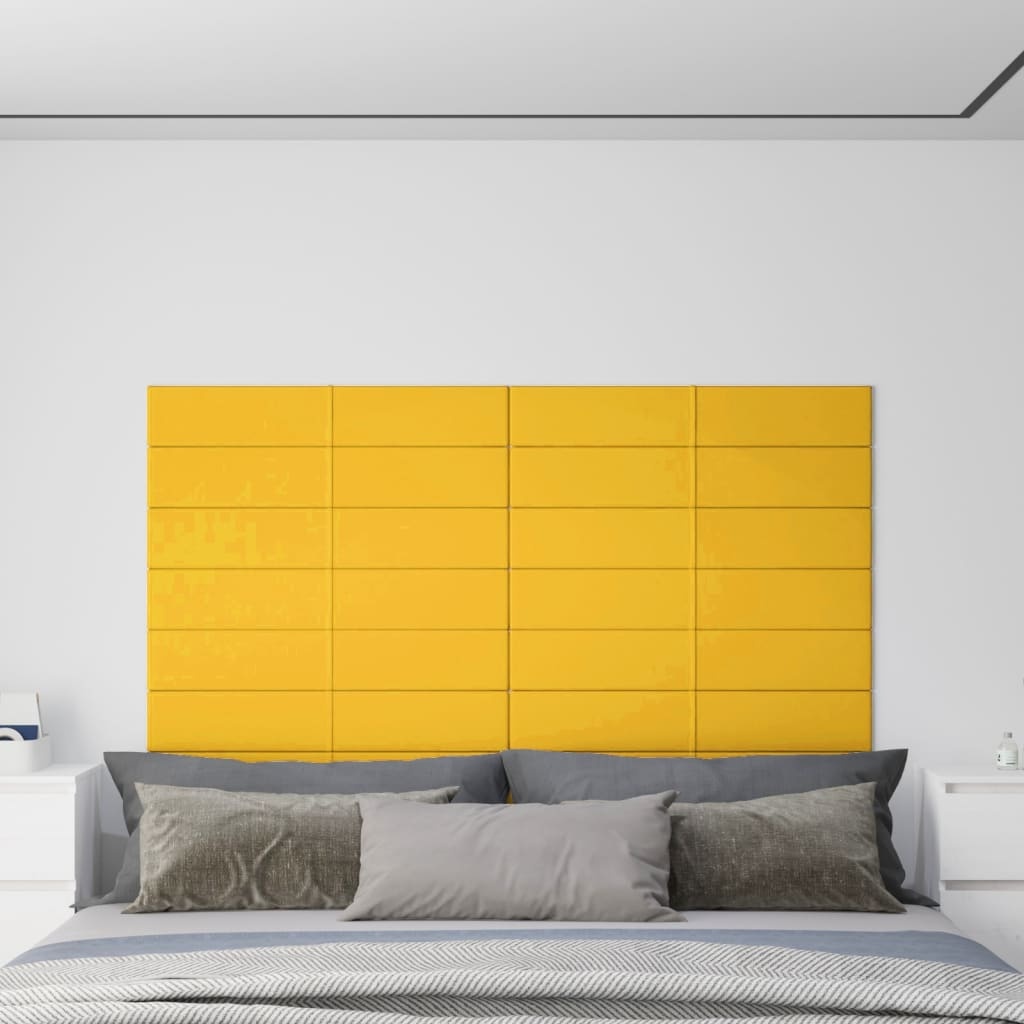 vidaXL Wandpanelen 12 st 1,62 m² 90x15 cm fluweel geel