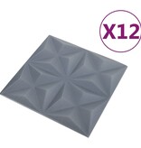 vidaXL 12 st Wandpanelen 3D 3 m² 50x50 cm origamigrijs