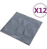 vidaXL 12 st Wandpanelen 3D 3 m² 50x50 cm diamantgrijs