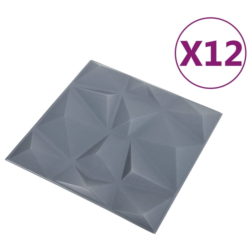 vidaXL 12 st Wandpanelen 3D 3 m² 50x50 cm diamantgrijs