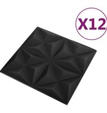 vidaXL 12 st Wandpanelen 3D 3 m² 50x50 cm origamizwart