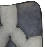 vidaXL Schommelstoel met voetensteun echt leer en canvas grijs