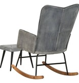 vidaXL Schommelstoel met voetensteun in vintage stijl canvas grijs