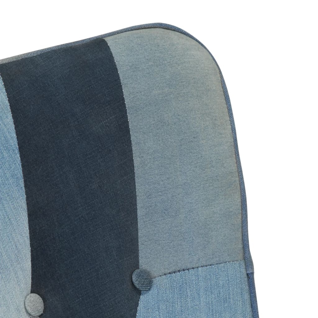 vidaXL Schommelstoel patchwork canvas blauw denim