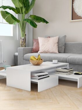 VidaXL Salontafelset 100x100x26,5 cm hoogglans wit