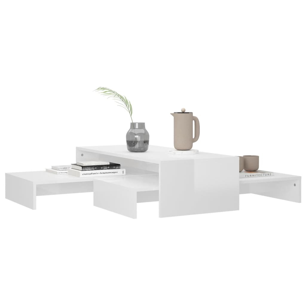 VidaXL Salontafelset 100x100x26,5 cm hoogglans wit