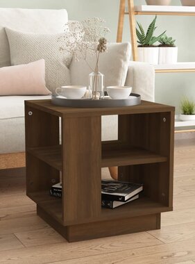VidaXL Salontafel 40x40x43 cm bewerkt hout bruineikenkleurig