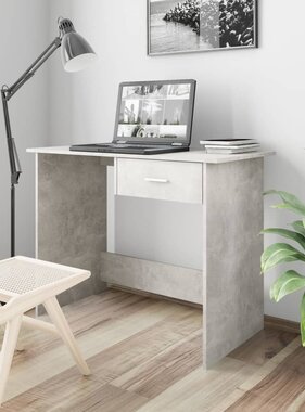 VidaXL Bureau 100x50x76 cm bewerkt hout betongrijs