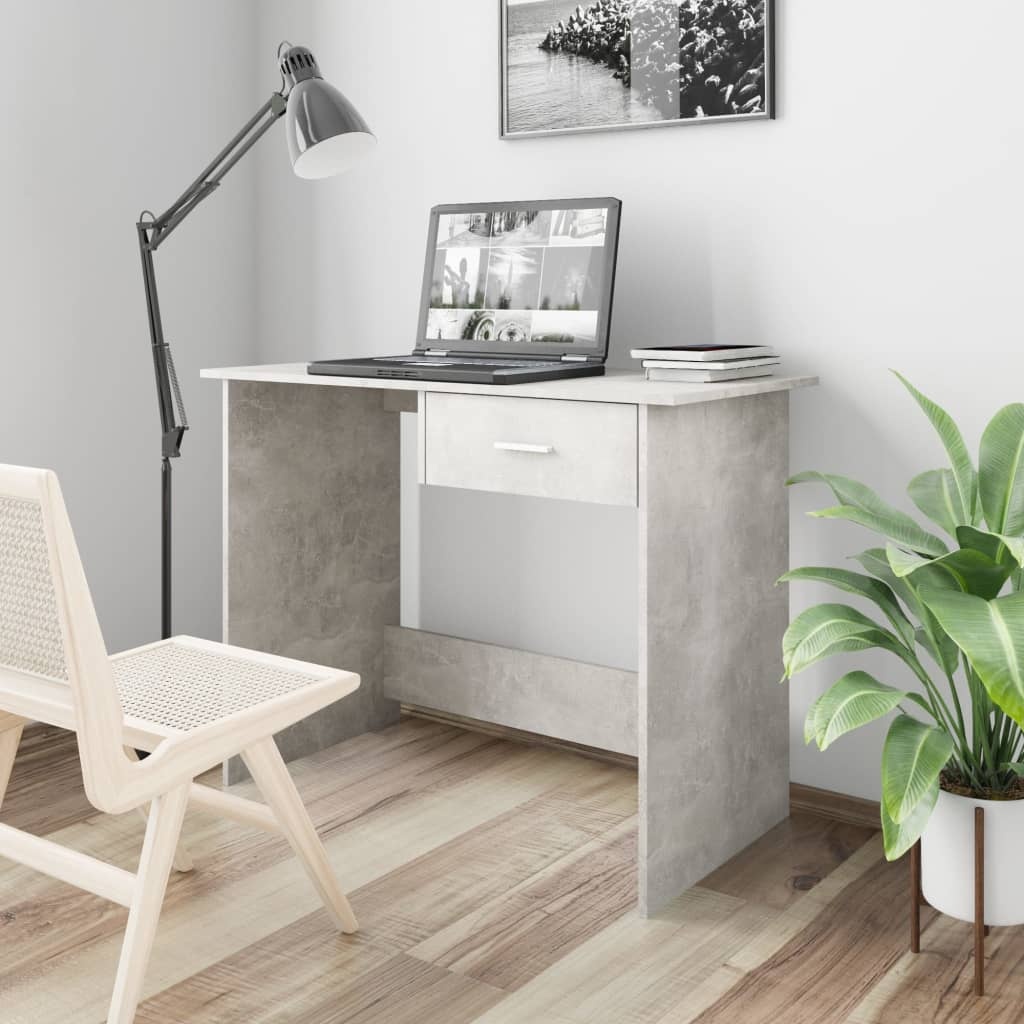 VidaXL Bureau 100x50x76 cm bewerkt hout betongrijs
