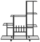 vidaXL Bloemenstandaard met wielen 94,5x25x92,5 cm metaal zwart