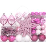 vidaXL 108-delige Kerstballenset wit en roze