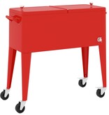 vidaXL Koelbox op wielen 92x43x89 cm rood