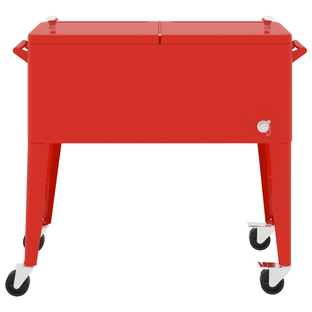 vidaXL Koelbox op wielen 92x43x89 cm rood