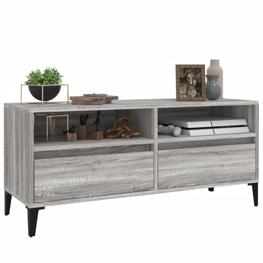 VidaXL Tv-meubel 100x34,5x44,5 cm bewerkt hout grijs sonoma eikenkleur