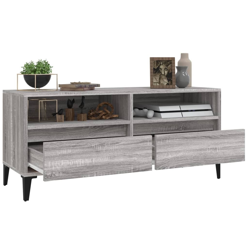 VidaXL Tv-meubel 100x34,5x44,5 cm bewerkt hout grijs sonoma eikenkleur