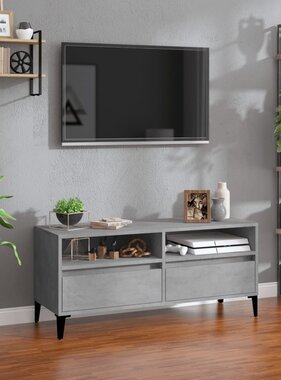 VidaXL Tv-meubel 100x34,5x44,5 cm bewerkt hout betongrijs