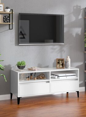 VidaXL Tv-meubel 100x34,5x44,5 cm bewerkt hout hoogglans wit